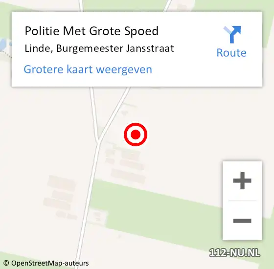 Locatie op kaart van de 112 melding: Politie Met Grote Spoed Naar Linde, Burgemeester Jansstraat op 17 april 2023 11:26