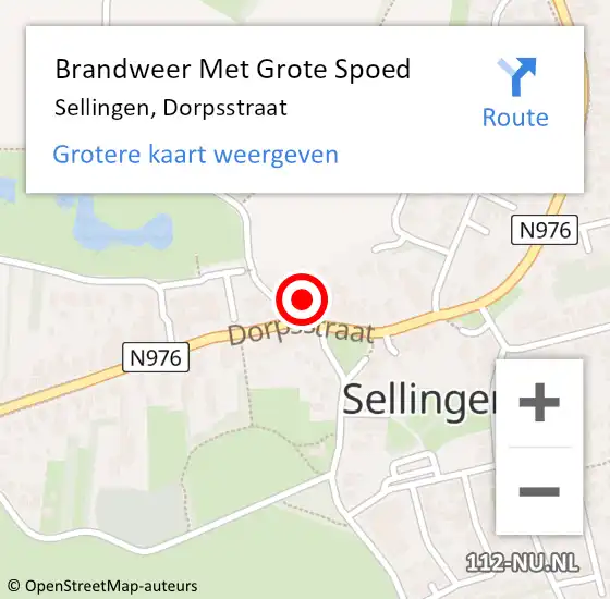 Locatie op kaart van de 112 melding: Brandweer Met Grote Spoed Naar Sellingen, Dorpsstraat op 17 april 2023 12:02