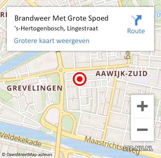 Locatie op kaart van de 112 melding: Brandweer Met Grote Spoed Naar 's-Hertogenbosch, Lingestraat op 17 april 2023 12:14