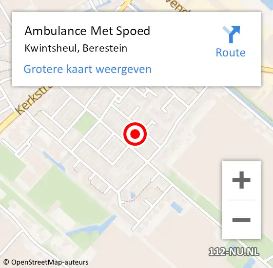 Locatie op kaart van de 112 melding: Ambulance Met Spoed Naar Kwintsheul, Berestein op 17 april 2023 12:27