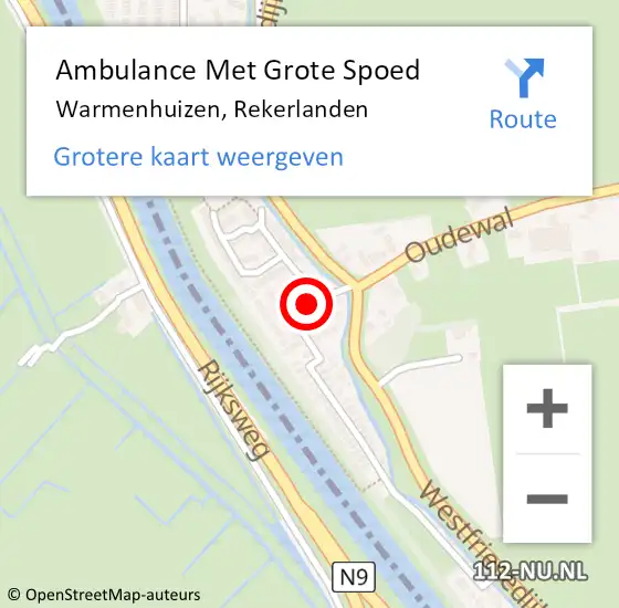 Locatie op kaart van de 112 melding: Ambulance Met Grote Spoed Naar Warmenhuizen, Rekerlanden op 17 april 2023 12:46