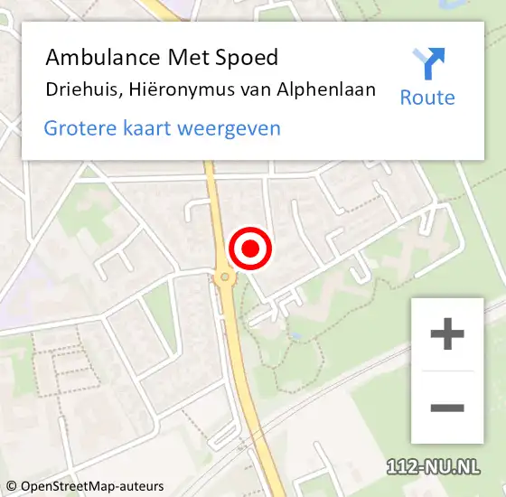 Locatie op kaart van de 112 melding: Ambulance Met Spoed Naar Driehuis, Hiëronymus van Alphenlaan op 17 april 2023 13:05