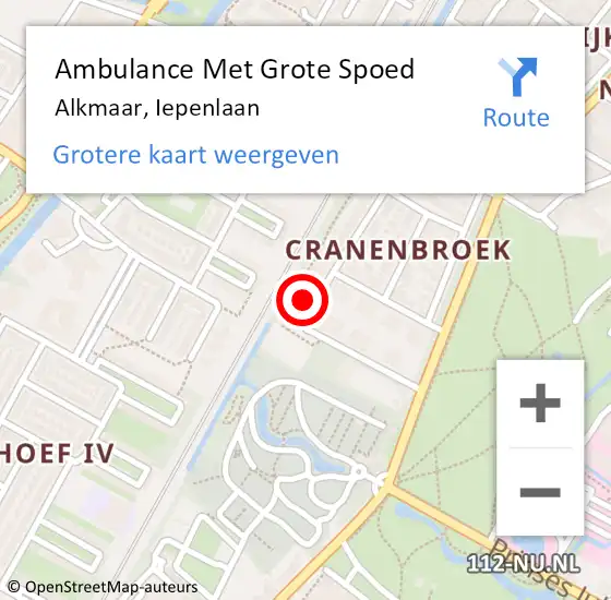 Locatie op kaart van de 112 melding: Ambulance Met Grote Spoed Naar Alkmaar, Iepenlaan op 17 april 2023 13:27