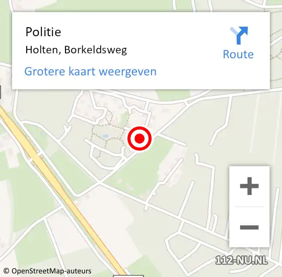 Locatie op kaart van de 112 melding: Politie Holten, Borkeldsweg op 17 april 2023 13:44