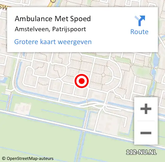 Locatie op kaart van de 112 melding: Ambulance Met Spoed Naar Amstelveen, Patrijspoort op 17 april 2023 13:44