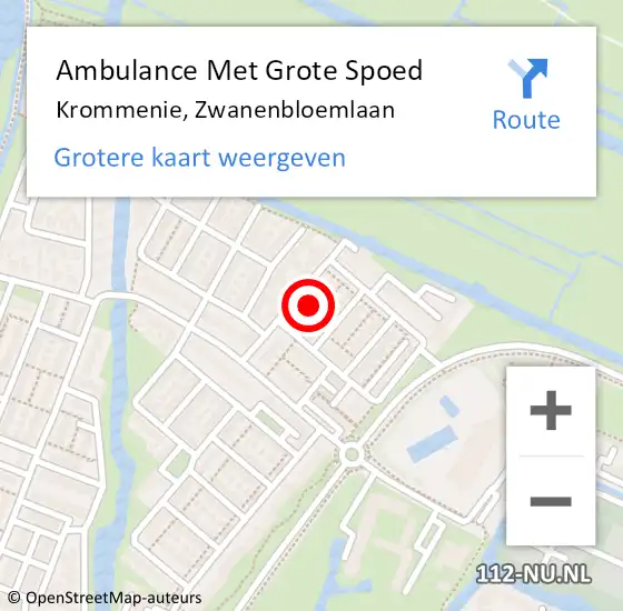 Locatie op kaart van de 112 melding: Ambulance Met Grote Spoed Naar Krommenie, Zwanenbloemlaan op 17 april 2023 14:09