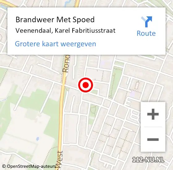 Locatie op kaart van de 112 melding: Brandweer Met Spoed Naar Veenendaal, Karel Fabritiusstraat op 17 april 2023 14:16