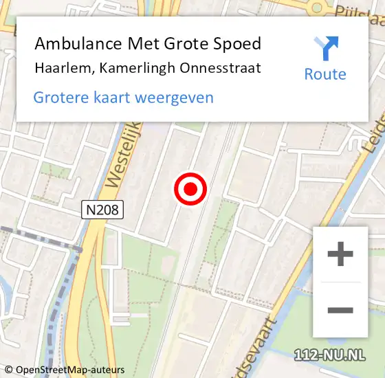 Locatie op kaart van de 112 melding: Ambulance Met Grote Spoed Naar Haarlem, Kamerlingh Onnesstraat op 17 april 2023 14:50