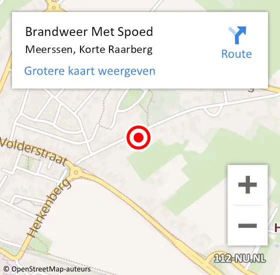 Locatie op kaart van de 112 melding: Brandweer Met Spoed Naar Meerssen, Korte Raarberg op 17 april 2023 15:00