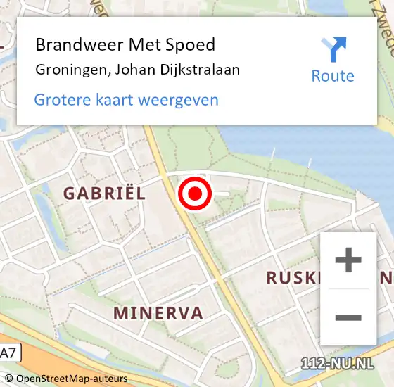 Locatie op kaart van de 112 melding: Brandweer Met Spoed Naar Groningen, Johan Dijkstralaan op 17 april 2023 15:20