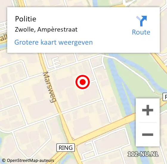 Locatie op kaart van de 112 melding: Politie Zwolle, Ampèrestraat op 17 april 2023 15:30