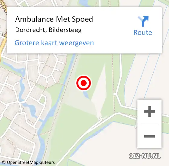 Locatie op kaart van de 112 melding: Ambulance Met Spoed Naar Dordrecht, Bildersteeg op 17 april 2023 15:31