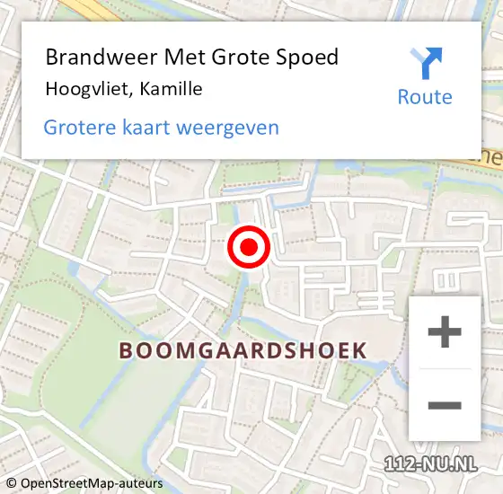 Locatie op kaart van de 112 melding: Brandweer Met Grote Spoed Naar Hoogvliet, Kamille op 17 april 2023 15:49