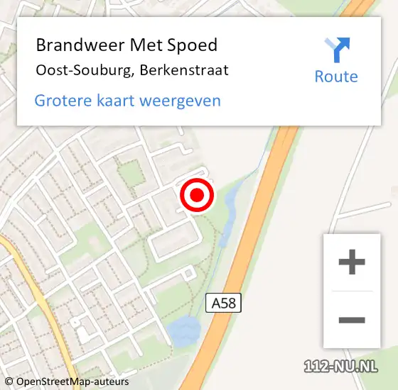 Locatie op kaart van de 112 melding: Brandweer Met Spoed Naar Oost-Souburg, Berkenstraat op 17 april 2023 16:18