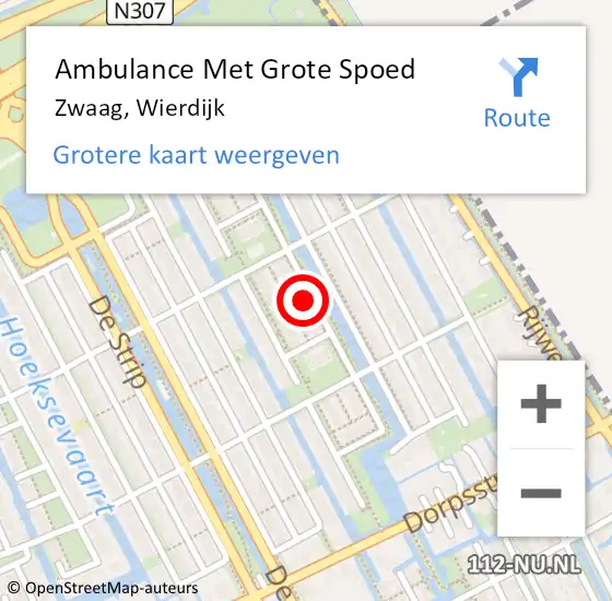 Locatie op kaart van de 112 melding: Ambulance Met Grote Spoed Naar Zwaag, Wierdijk op 17 april 2023 16:29