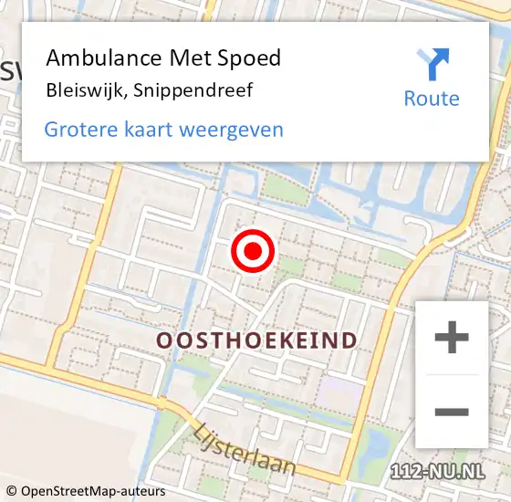 Locatie op kaart van de 112 melding: Ambulance Met Spoed Naar Bleiswijk, Snippendreef op 17 april 2023 16:34