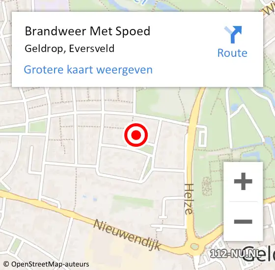 Locatie op kaart van de 112 melding: Brandweer Met Spoed Naar Geldrop, Eversveld op 17 april 2023 17:05