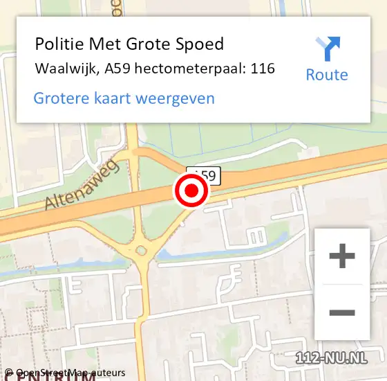 Locatie op kaart van de 112 melding: Politie Met Grote Spoed Naar Waalwijk, A59 hectometerpaal: 116 op 17 april 2023 17:19