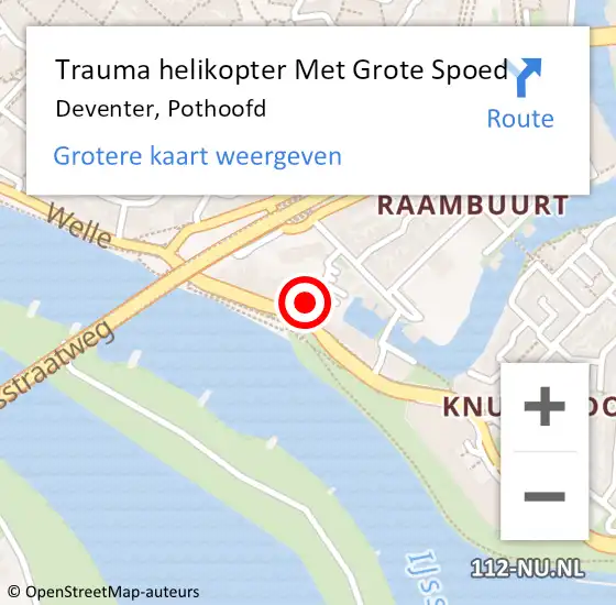 Locatie op kaart van de 112 melding: Trauma helikopter Met Grote Spoed Naar Deventer, Pothoofd op 17 april 2023 17:59
