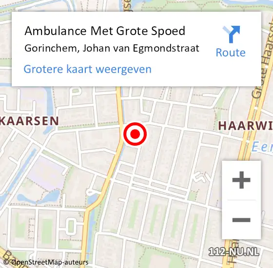 Locatie op kaart van de 112 melding: Ambulance Met Grote Spoed Naar Gorinchem, Johan van Egmondstraat op 17 april 2023 18:32