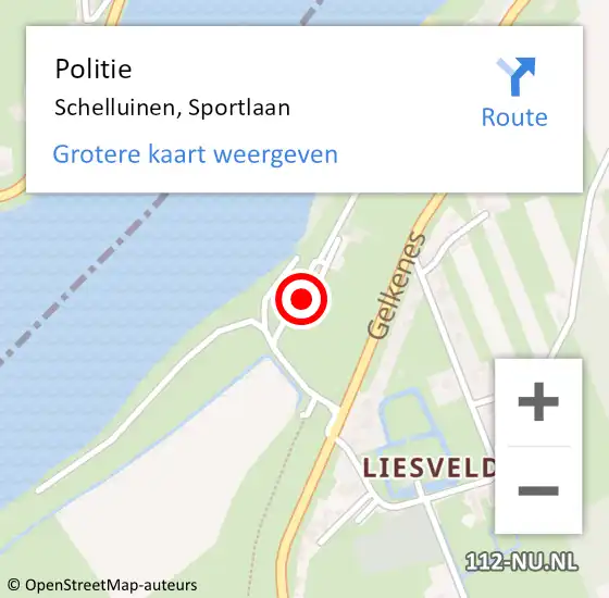 Locatie op kaart van de 112 melding: Politie Schelluinen, Sportlaan op 17 april 2023 18:44