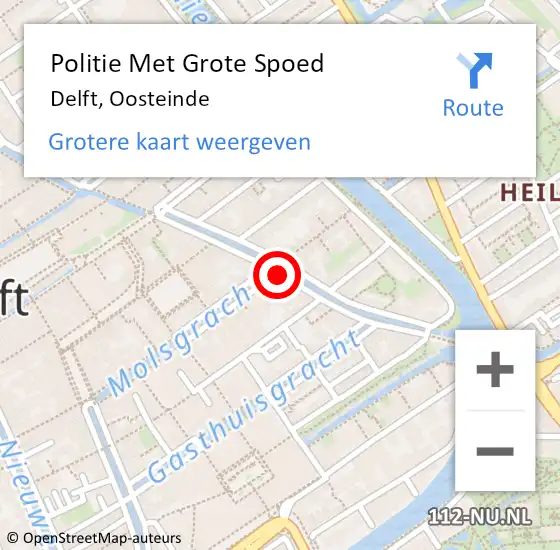 Locatie op kaart van de 112 melding: Politie Met Grote Spoed Naar Delft, Oosteinde op 17 april 2023 18:45