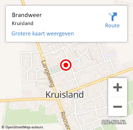 Locatie op kaart van de 112 melding: Brandweer Kruisland op 17 april 2023 19:17