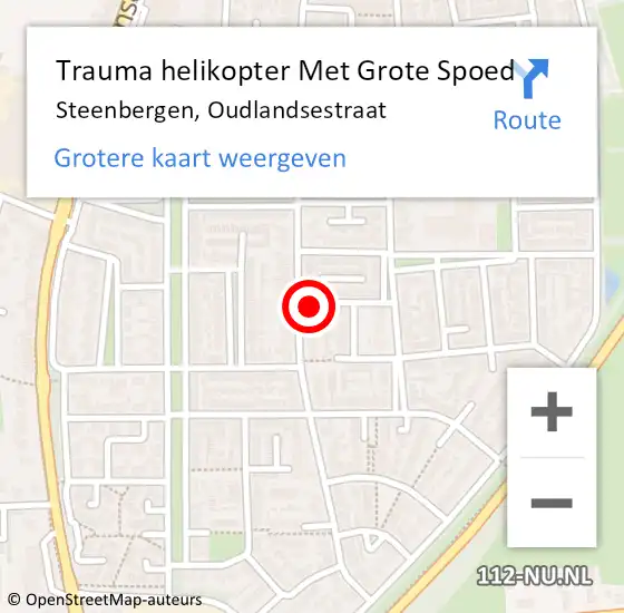 Locatie op kaart van de 112 melding: Trauma helikopter Met Grote Spoed Naar Steenbergen, Oudlandsestraat op 17 april 2023 19:25