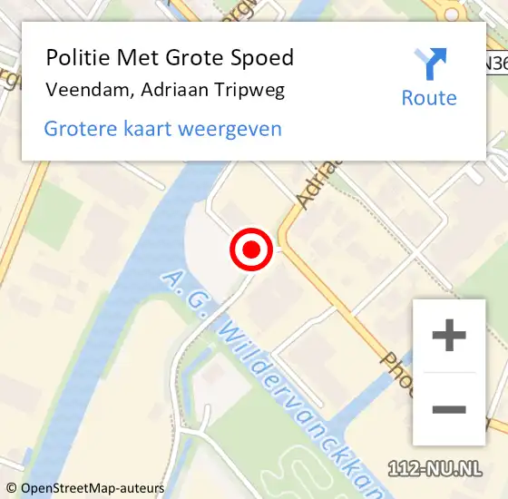 Locatie op kaart van de 112 melding: Politie Met Grote Spoed Naar Veendam, Adriaan Tripweg op 17 april 2023 19:28