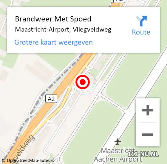 Locatie op kaart van de 112 melding: Brandweer Met Spoed Naar Maastricht-Airport, Vliegveldweg op 17 april 2023 19:29