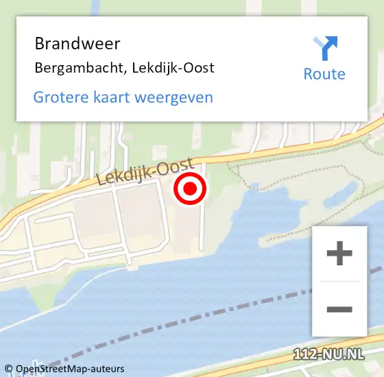 Locatie op kaart van de 112 melding: Brandweer Bergambacht, Lekdijk-Oost op 17 april 2023 19:42