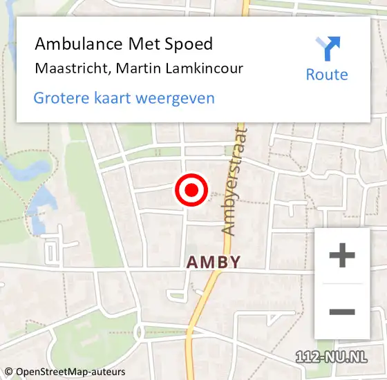 Locatie op kaart van de 112 melding: Ambulance Met Spoed Naar Maastricht, Martin Lamkincour op 17 april 2023 19:47