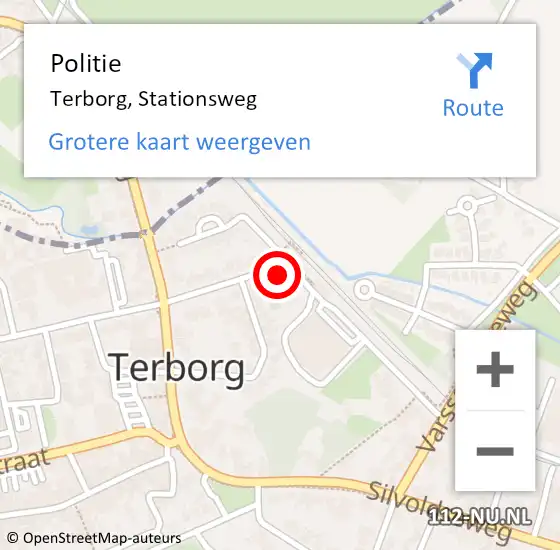 Locatie op kaart van de 112 melding: Politie Terborg, Stationsweg op 17 april 2023 19:53
