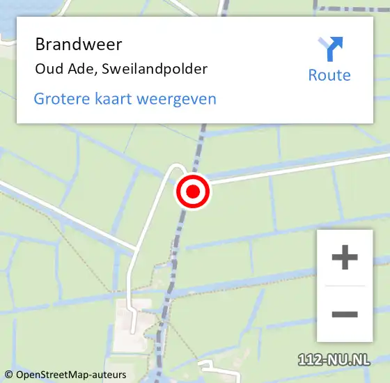 Locatie op kaart van de 112 melding: Brandweer Oud Ade, Sweilandpolder op 17 april 2023 20:10