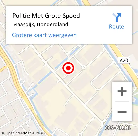 Locatie op kaart van de 112 melding: Politie Met Grote Spoed Naar Maasdijk, Honderdland op 17 april 2023 20:13