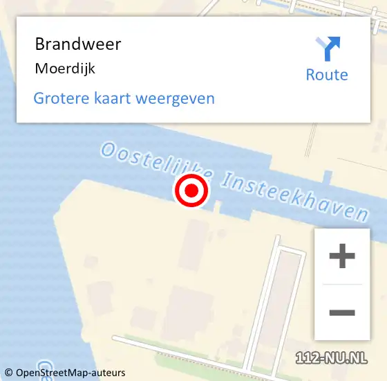 Locatie op kaart van de 112 melding: Brandweer Moerdijk op 17 april 2023 20:34