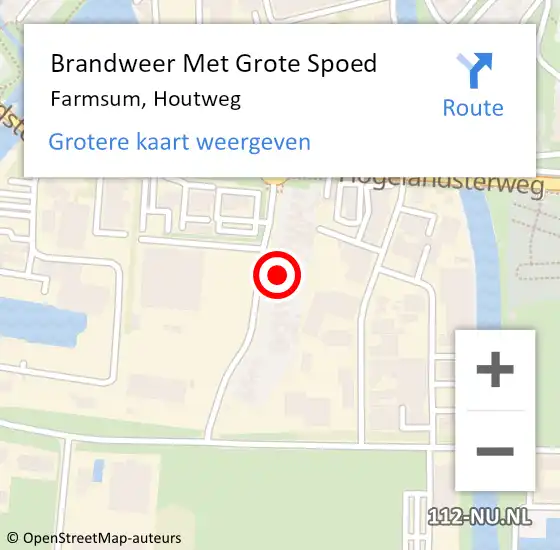 Locatie op kaart van de 112 melding: Brandweer Met Grote Spoed Naar Farmsum, Houtweg op 17 april 2023 20:43