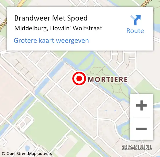 Locatie op kaart van de 112 melding: Brandweer Met Spoed Naar Middelburg, Howlin' Wolfstraat op 17 april 2023 20:47