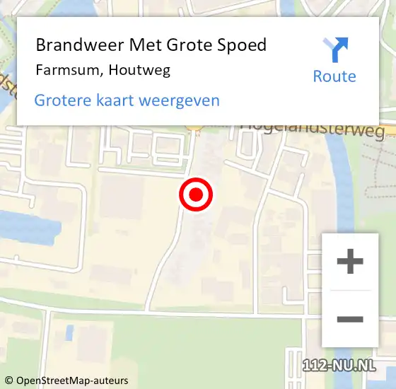 Locatie op kaart van de 112 melding: Brandweer Met Grote Spoed Naar Farmsum, Houtweg op 17 april 2023 20:51