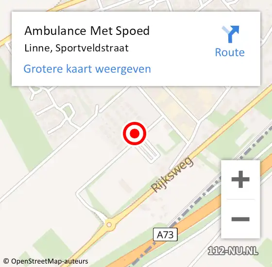 Locatie op kaart van de 112 melding: Ambulance Met Spoed Naar Linne, Sportveldstraat op 17 april 2023 21:07