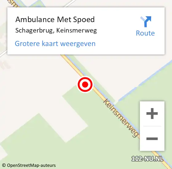 Locatie op kaart van de 112 melding: Ambulance Met Spoed Naar Schagerbrug, Keinsmerweg op 17 april 2023 21:22