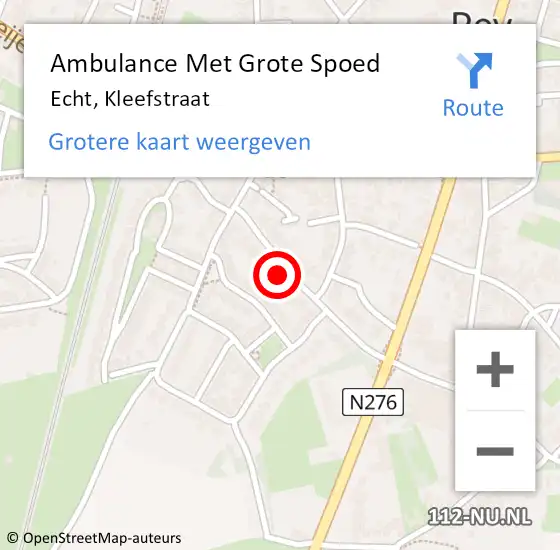Locatie op kaart van de 112 melding: Ambulance Met Grote Spoed Naar Echt, Kleefstraat op 17 april 2023 21:48