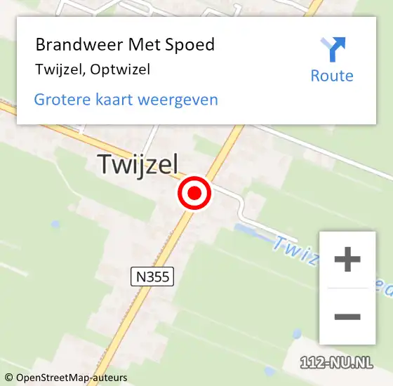 Locatie op kaart van de 112 melding: Brandweer Met Spoed Naar Twijzel, Optwizel op 17 april 2023 23:19