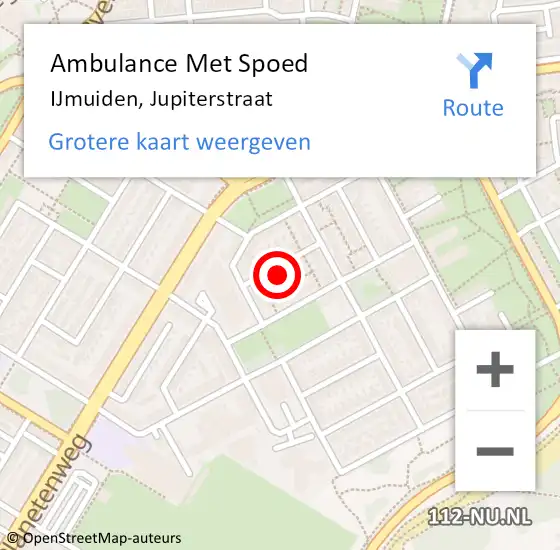 Locatie op kaart van de 112 melding: Ambulance Met Spoed Naar IJmuiden, Jupiterstraat op 17 april 2023 23:23