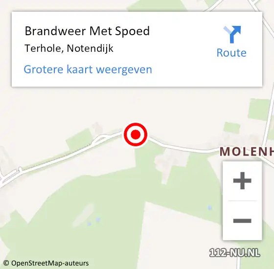 Locatie op kaart van de 112 melding: Brandweer Met Spoed Naar Terhole, Notendijk op 17 april 2023 23:58