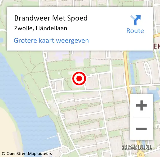 Locatie op kaart van de 112 melding: Brandweer Met Spoed Naar Zwolle, Händellaan op 18 april 2023 00:03