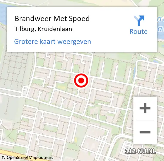 Locatie op kaart van de 112 melding: Brandweer Met Spoed Naar Tilburg, Kruidenlaan op 18 april 2023 00:49