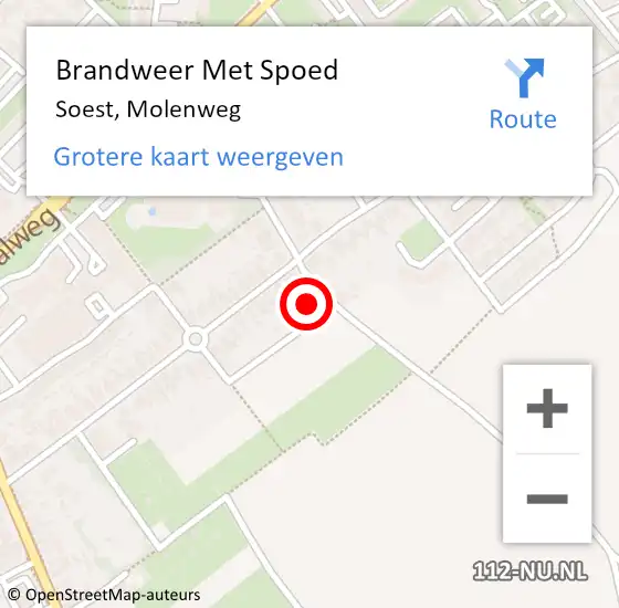 Locatie op kaart van de 112 melding: Brandweer Met Spoed Naar Soest, Molenweg op 18 april 2023 02:23