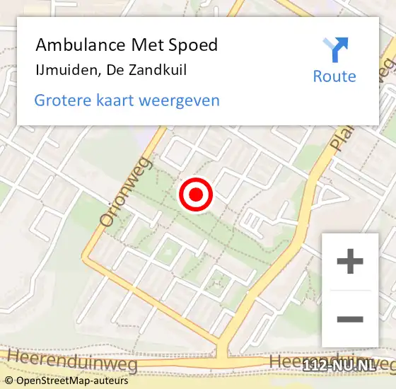 Locatie op kaart van de 112 melding: Ambulance Met Spoed Naar IJmuiden, De Zandkuil op 18 april 2023 02:28