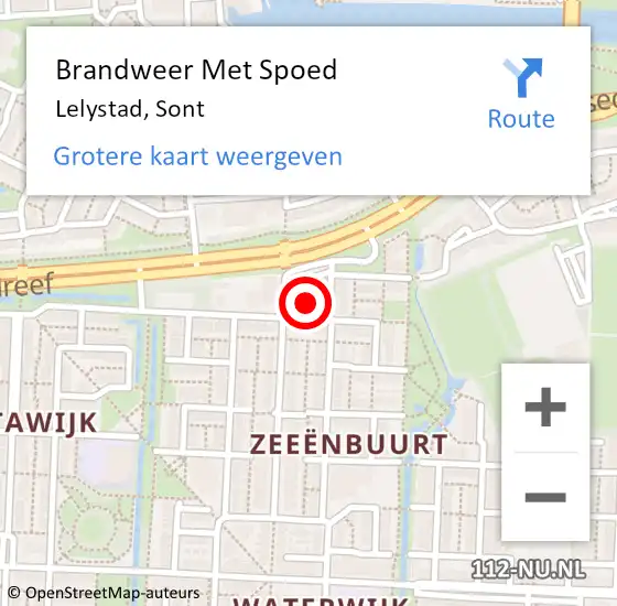 Locatie op kaart van de 112 melding: Brandweer Met Spoed Naar Lelystad, Sont op 18 april 2023 04:52